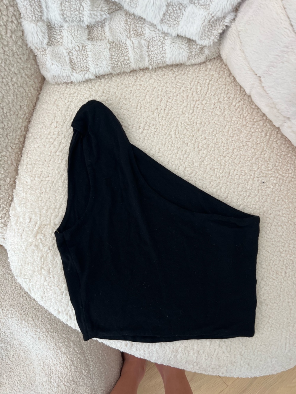 naked wardrobe Black One Shoulder Tank Top - cropped top